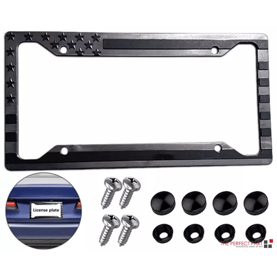 Black 3D American Flag License Plate Frame Holder, Universal ABS Auto Car Tag Decal For Truck, SUV, And Sedan Black 3D American Flag License Plate Frame Holder, Universal ABS Auto Car Tag Decal For Truck, SUV, And Sedan