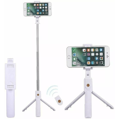 Bluetooth Selfie Stick Tripod Stand, Extendable Remote Desktop Cell Phone Holder, Adjustable Lightweight Travel Tripod white