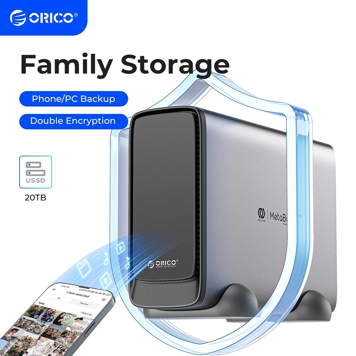 ORICO Mini Type C Network Attached Storage Box Personal Diskless NAS For Automatic Backup And Remote Access au