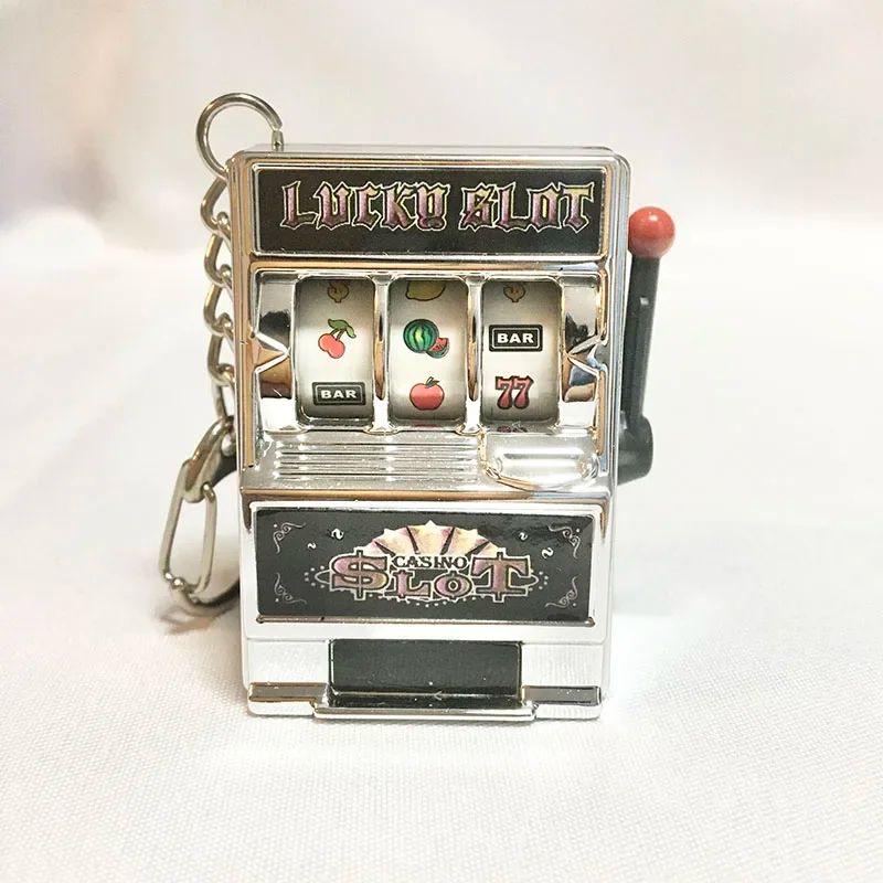 Simple Fashion Trend Slot Machine Keychain, Creative Fruit Machine Toy & Personalized Car Pendant Gift white