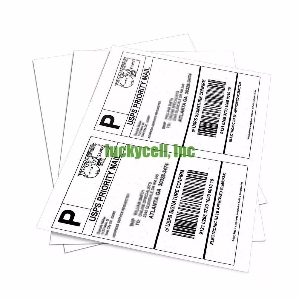 200 Adhesive Shipping Labels 8.5 X 5.5, 2 Per Sheet Blank White Matte Labels For UPS, USPS, EBay, PayPal Laser & Inkjet 200 Adhesive Shipping Labels 8.5 X 5.5, 2 Per Sheet Blank White Matte Labels For UPS, USPS, EBay, PayPal Laser & Inkjet