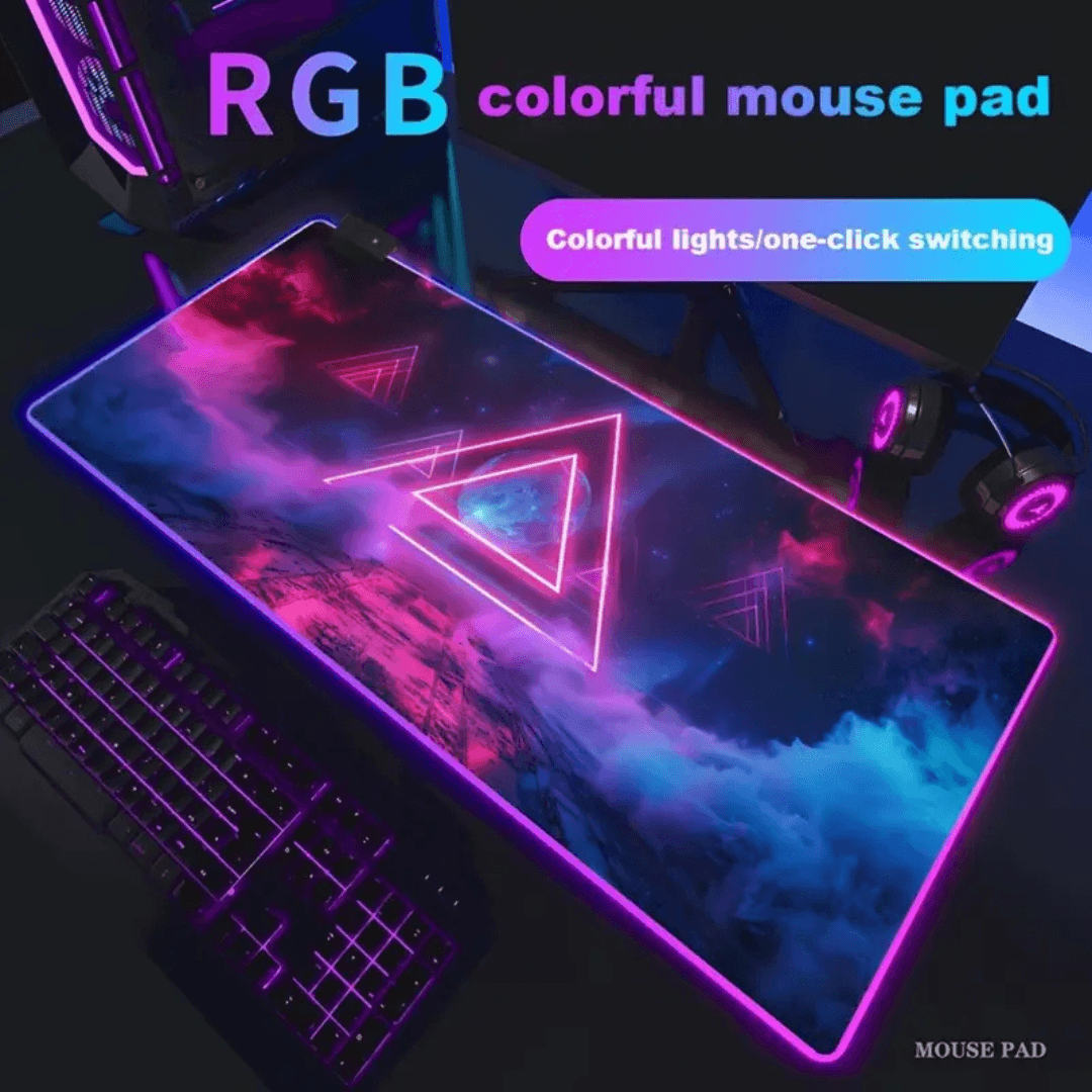 RGB Gaming Mouse Pad With LED Backlight Large Extended Desk Mat, 4mm Thick Non Slip Base For Keyboard & Mouse RGB Gaming Mouse Pad With LED Backlight Large Extended Desk Mat, 4mm Thick Non Slip Base For Keyboard & Mouse