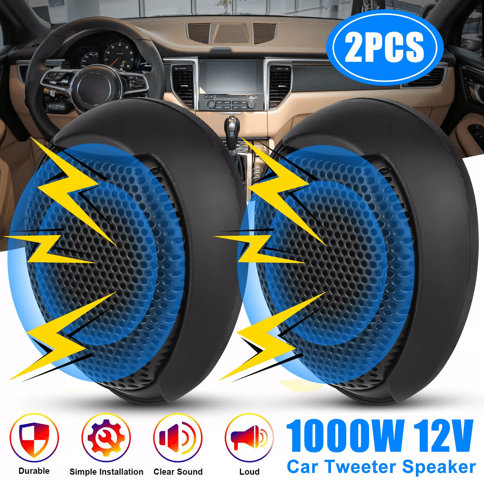 Universal Car Stereo Speaker Audio Dome Tweeter, Super Power Loud Car Sound Upgrade Universal Car Stereo Speaker Audio Dome Tweeter, Super Power Loud Car Sound Upgrade