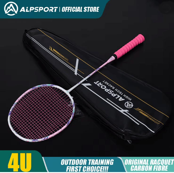 EliteStrike TX 4U Carbon Fiber Badminton Racket Offensive Power purple