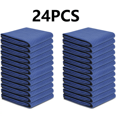 24 Moving Blankets 80x72 Heavy Duty Protective Furniture Packing Pads Blue Black Quilted Non Woven Fabric 24 Moving Blankets 80x72 Heavy Duty Protective Furniture Packing Pads Blue Black Quilted Non Woven Fabric