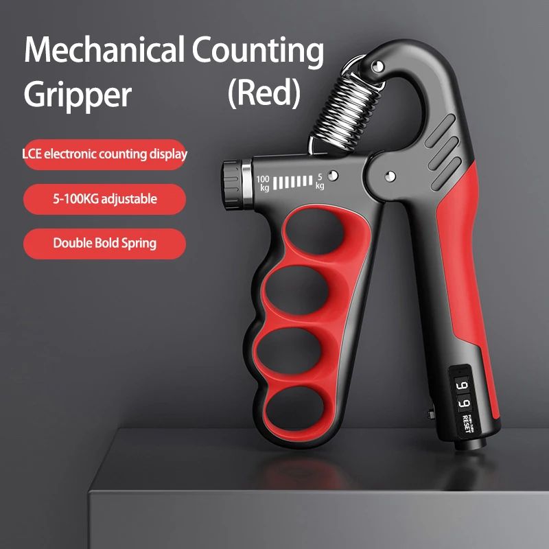 Adjustable Grip Strengthener For Fitness, Recovery, And Hand Muscle Building mechanical Red