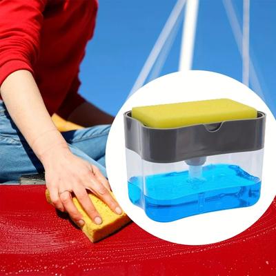 Dish Soap Dispenser For Kitchen With Sponge Holder Liquid Soap Dispenser Kitchen Caddy For Sink, Manual Pump Design Dish Soap Dispenser For Kitchen With Sponge Holder Liquid Soap Dispenser Kitchen Caddy For Sink, Manual Pump Design