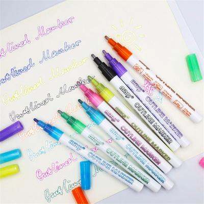 Self Outline Metallic Markers Double Line Pens Set Of 8 Self Outline Metallic Markers Double Line Pens Set Of 8