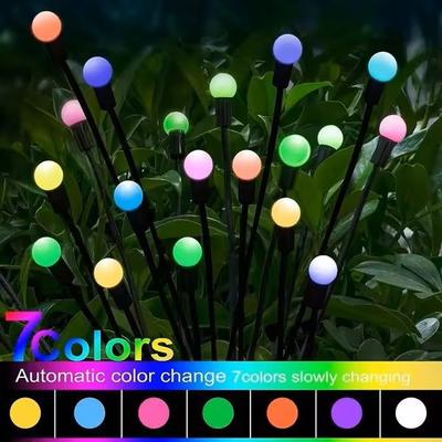 Wind Driven Solar Firefly Lights LED Garden Lawn Pathway Landscape Decor rgb 10led
