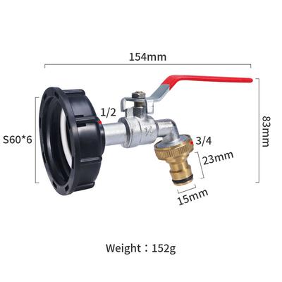 Metal Hose Coupling & Water Pipe Fitting Durable IBC Tank Tap Connector For Garden & Home Use silver2 1 2