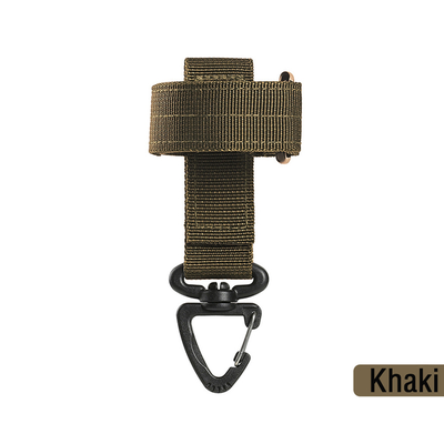 Multi Purpose Nylon Gloves Holder With Magic Sticker & Carabiner, Outdoor Tactical Clip For Camping, Hiking khaki