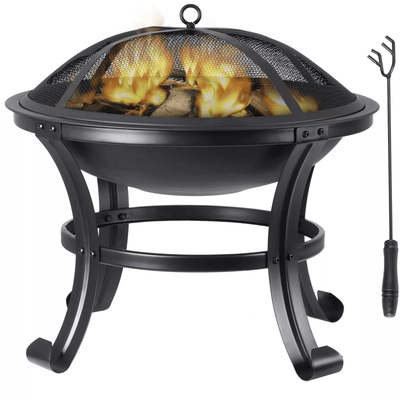 Heavy Duty Outdoor Wood Burning Fire Pit With Mesh Cover, Ideal For Backyard BBQ, Patio Heating, Garden Gatherings Heavy Duty Outdoor Wood Burning Fire Pit With Mesh Cover, Ideal For Backyard BBQ, Patio Heating, Garden Gatherings