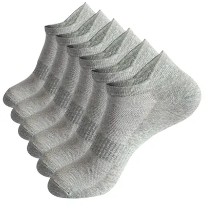Mesh Cotton Ankle Socks Women Men Student Couple Boat Socks, Plus Size Solid Color Athletic Running No Show Low Cut gray m(36 41)