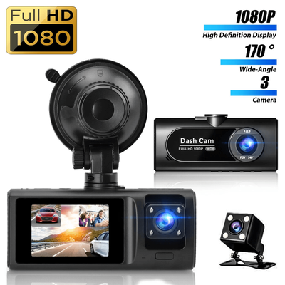 HD 1080P Car Dash Camera With Night Vision, Front Rear Inside DVR HD 1080P Car Dash Camera With Night Vision, Front Rear Inside DVR
