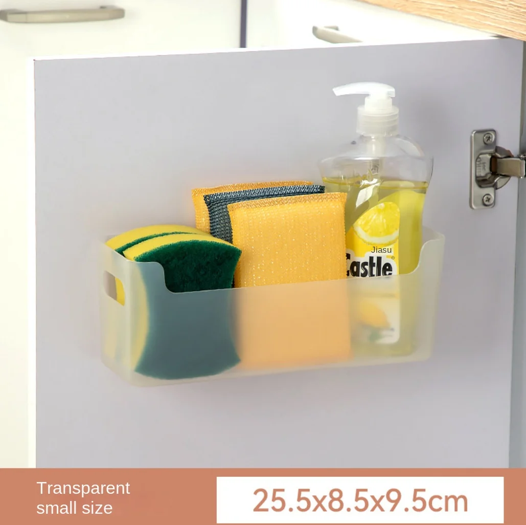 Space Saving Non Perforated Cling Film Rack, Cabinet Wall Shelf & Spice Organizer For Kitchen Storage transparent 2pcs