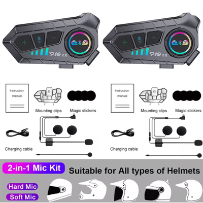 Kebidumei YP10 Bluetooth Motorcycle Helmet Intercom System With Waterproof Dual Headsets 1 Pair 2 In1 Mic