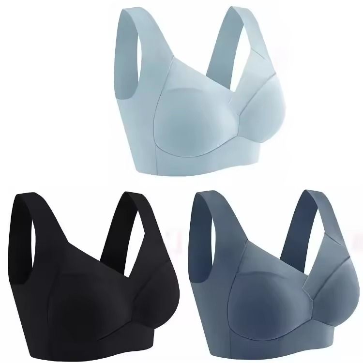 3 Pack Ice Silk Seamless Sports Bras 4xl blue Blue Black