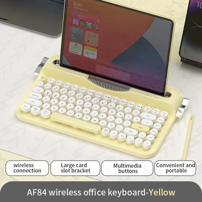 Wireless Keyboard, Retro Typewriter Style, Bluetooth 82 Key With Integrated Stand For IPad yellow