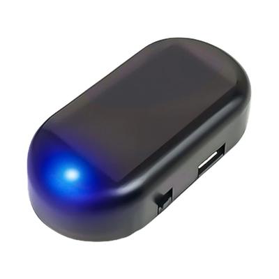 Solar Powered Car Fake Security Light Super Bright Flashing Imitation Alarm Lamp, Wireless Anti Theft Strobe Signal Wi blue