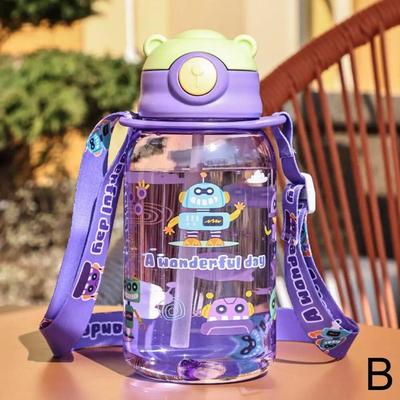 Kids Water Bottle With Straw BPA Free, Leakproof, Portable Outdoor Bottle For Cold & Hot Drinks purple