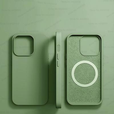 Magsafe Liquid Silicone Case For IPhone, Ultra Thin, Magnetic, Wireless Charging & Shockproof Cover green iphone 16 Pro