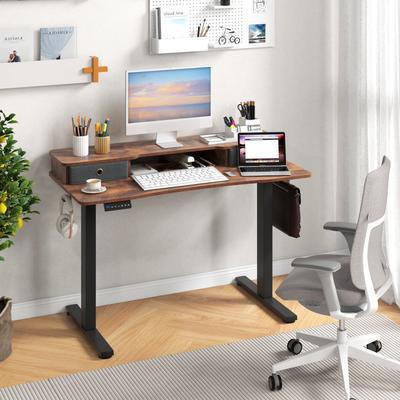 Height Adjustable Electric Standing Desk With 2 Drawers, Ergonomic Sit Stand Home Office Desk With Memory Settings Height Adjustable Electric Standing Desk With 2 Drawers, Ergonomic Sit Stand Home Office Desk With Memory Settings