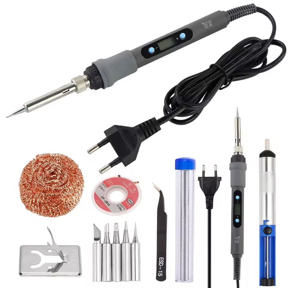 Digital Soldering Iron Kit With Adjustable Temperature And Display For Electronic Repairs 110v Us Plug 60w Set 4
