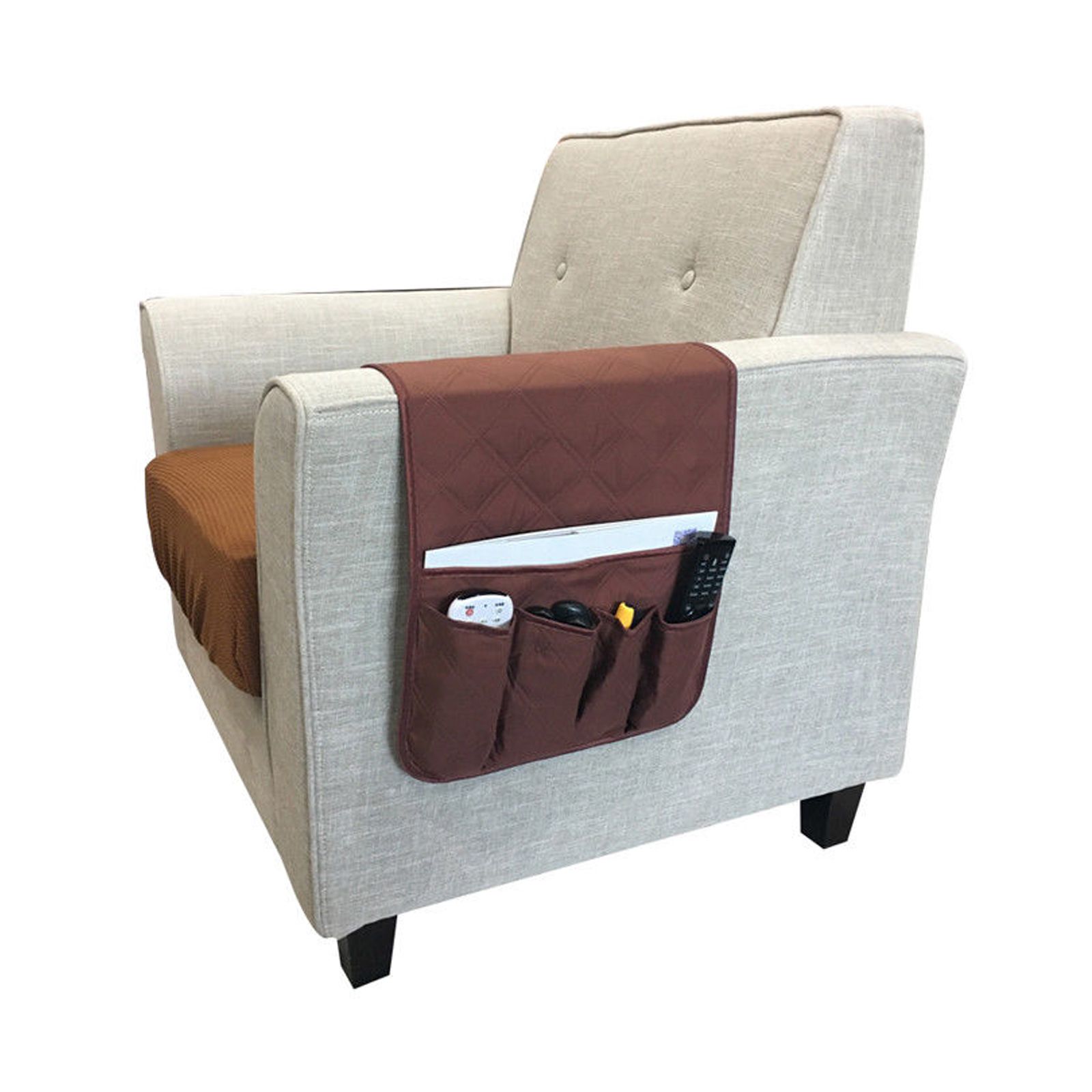 Sofa Arm Rest TV Remote Control Organizer Holder, Couch Chair Storage Bag With Pockets For Books, Phones, And Magazines Sofa Arm Rest TV Remote Control Organizer Holder, Couch Chair Storage Bag With Pockets For Books, Phones, And Magazines