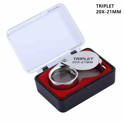 Foldable Pocket Loupe Magnifier, Jewelers Eye Glass, Triplet Diamond Lupa, Jewelry Magnifying Glass, Optical Magnifier silver 20x