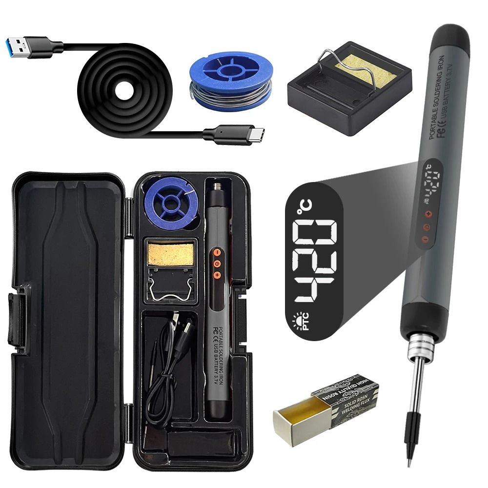Portable Wireless USB Soldering Iron Kit USB Powered Soldering Tool gray 2