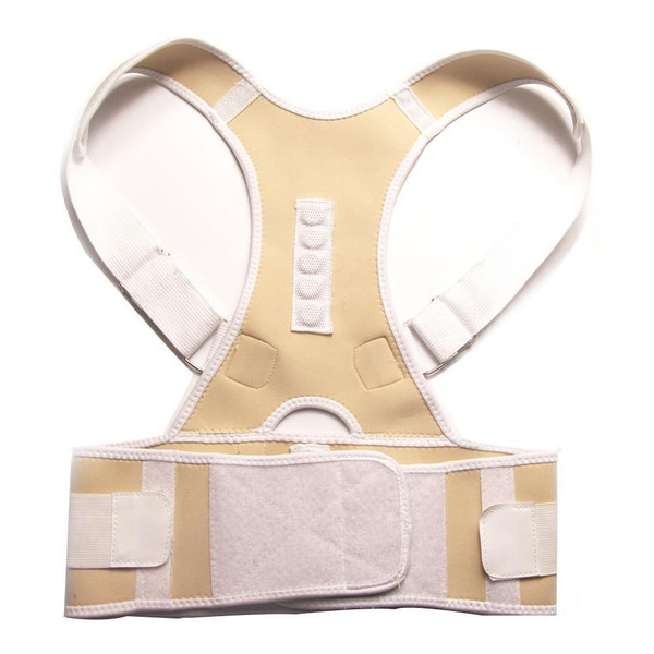 Magnetic Therapy Posture Corrector Adjustable Back Brace For Pain Relief | Ideal Health Gift Beige M