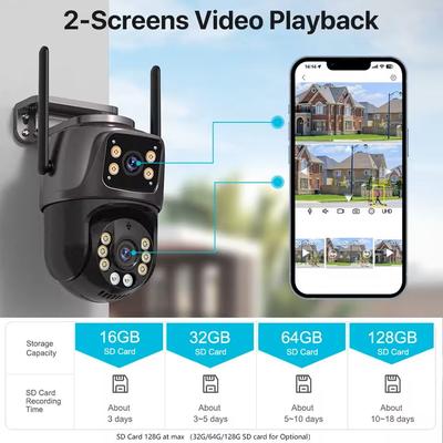 4MP Dual Lens Outdoor Wifi PTZ Security Camera With AI Tracking And Optional SD Storage 4mp no Sd Card uk Plug