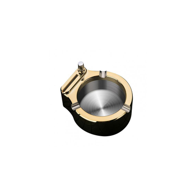 Retro Metal Ashtray With Built In Lighter Stainless Steel & Aluminum Cigar Holder, Gift Ideas For Smokers Gold