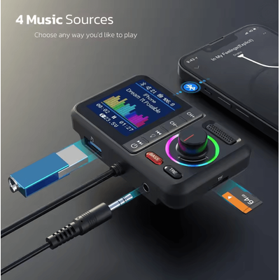 ColorView Dual USB QC3.0 Wireless FM Transmitter With Screen ColorView Dual USB QC3.0 Wireless FM Transmitter With Screen