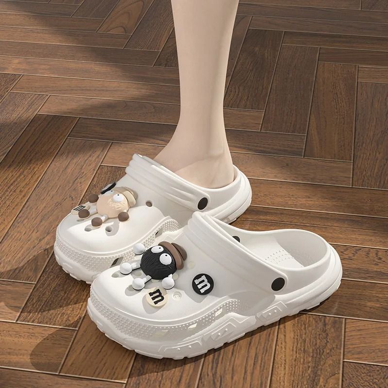 Cartoon Charms Clogs Eva Soft Summer House Slippers 4 white