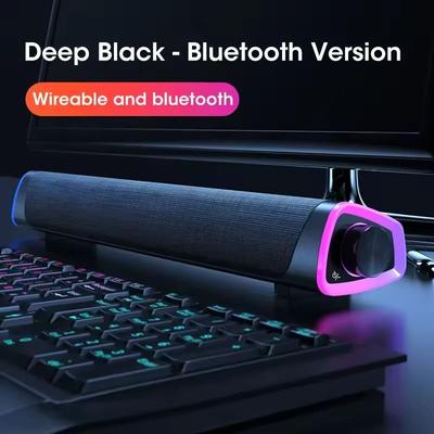Bluetooth Computer Speaker Bar Stereo Subwoofer With Wired Connection black
