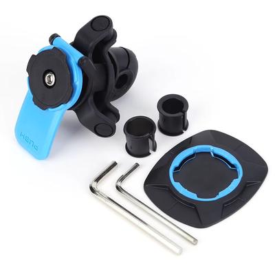 Shockproof Motorcycle & Bike Phone Holder 360 Rotating Handlebar Mount With Quad Lock & GPS Support blue Set H