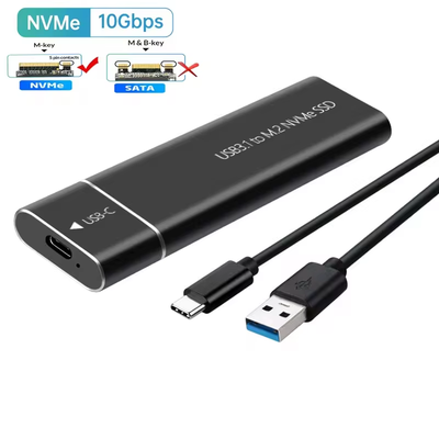 SSD Enclosure Adapter USB 3.2 Gen2 10Gbps M2 SSD Case USB C External Enclosure Compatible With M, B, B&M Key Drives only Support Nvme