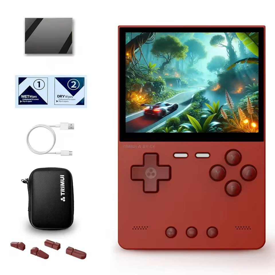 Trimui Brick Handheld Gaming Console With HD IPS Display 128gb red
