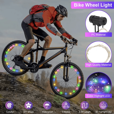 20LED Bike Wheel Light String, Colorful Bicycle Spoke Safety Lights For Night Riding 20LED Bike Wheel Light String, Colorful Bicycle Spoke Safety Lights For Night Riding