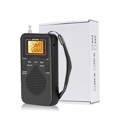 Portable FM AM Radio With LCD Alarm Clock Battery Powered black