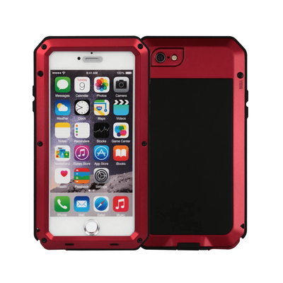 Shockproof Aluminum Metal Armor Case Cover With Tempered Glass For IPhone, Heavy Duty Protection red iphone 7 Plus