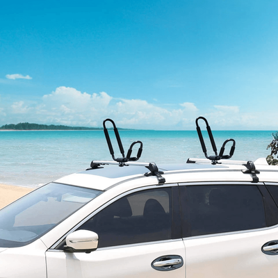 Heavy Duty J Bar Rack Kayak Carrier, Canoe, Surf, And Paddle Board Roof Mount For Car, SUV, Truck Crossbars, Max Load Heavy Duty J Bar Rack Kayak Carrier, Canoe, Surf, And Paddle Board Roof Mount For Car, SUV, Truck Crossbars, Max Load