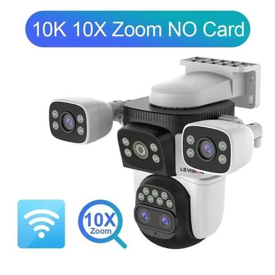 Four Screens WiFi Security Camera Outdoor, Optical Zoom, Auto Tracking, 4 Lens, Waterproof Night Vision CCTV Surveilance no Card