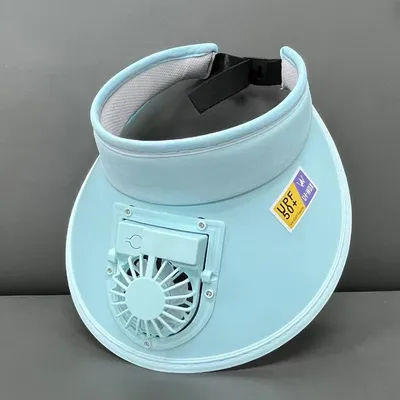 Breathable Cooling Fan Hat USB Charging Sun Visor Hat With Adjustable Fan For Sports, Fishing & Outdoor Activities blue