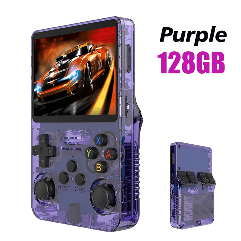 R36S Retro Handheld Game Console 128GB With IPS Screen And Linux System purple 128gb