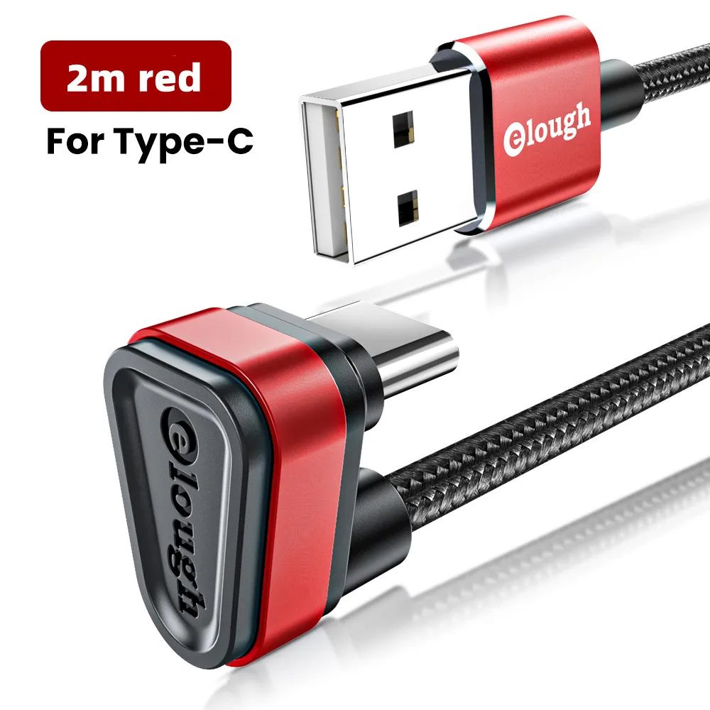 Elough USB Type C Cable, Fast Phone Charging & Data Cord For Samsung, Xiaomi & Redmi 2m Red