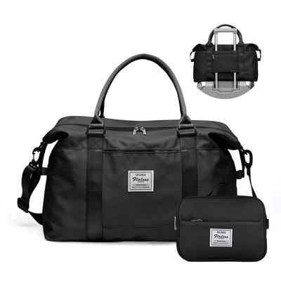 Women Weekender Travel Tote Bag, Gym Duffel With Wet Pocket, Overnight Bag With Toiletry Pouch For Labor black