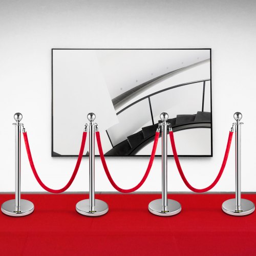 Retractable Crowd Control Barrier, 38 Inch Stainless Steel Stanchion Posts With Durable Red Velvet Rope (Silver) Retractable Crowd Control Barrier, 38 Inch Stainless Steel Stanchion Posts With Durable Red Velvet Rope (Silver)
