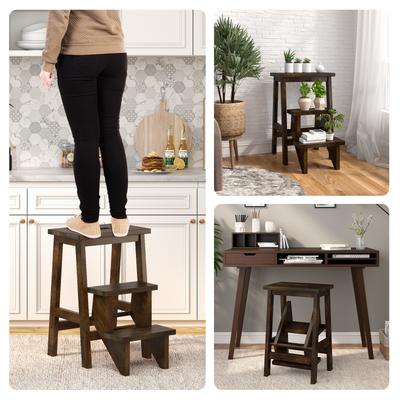 3 in 1 Rubber Wood Step Stool With Convenient Handle, Multi Functional & Anti Slip 3 in 1 Rubber Wood Step Stool With Convenient Handle, Multi Functional & Anti Slip